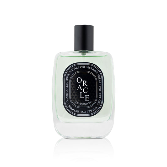 Perfume bottle labeled 'Oracle' on a white background